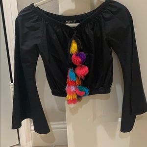 Black Off-The-Shoulder Cropped Top